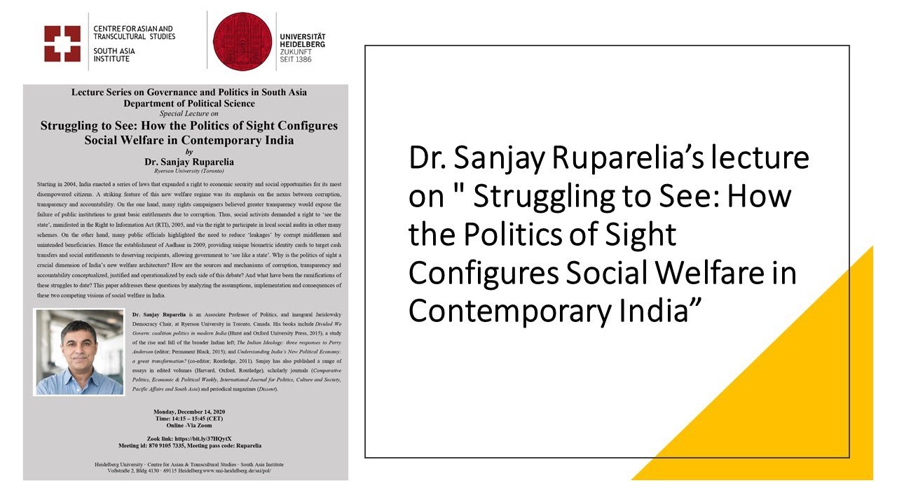 Struggling to See: How the Politics of Sight Configures Social Welfare in Contemporary India. #india