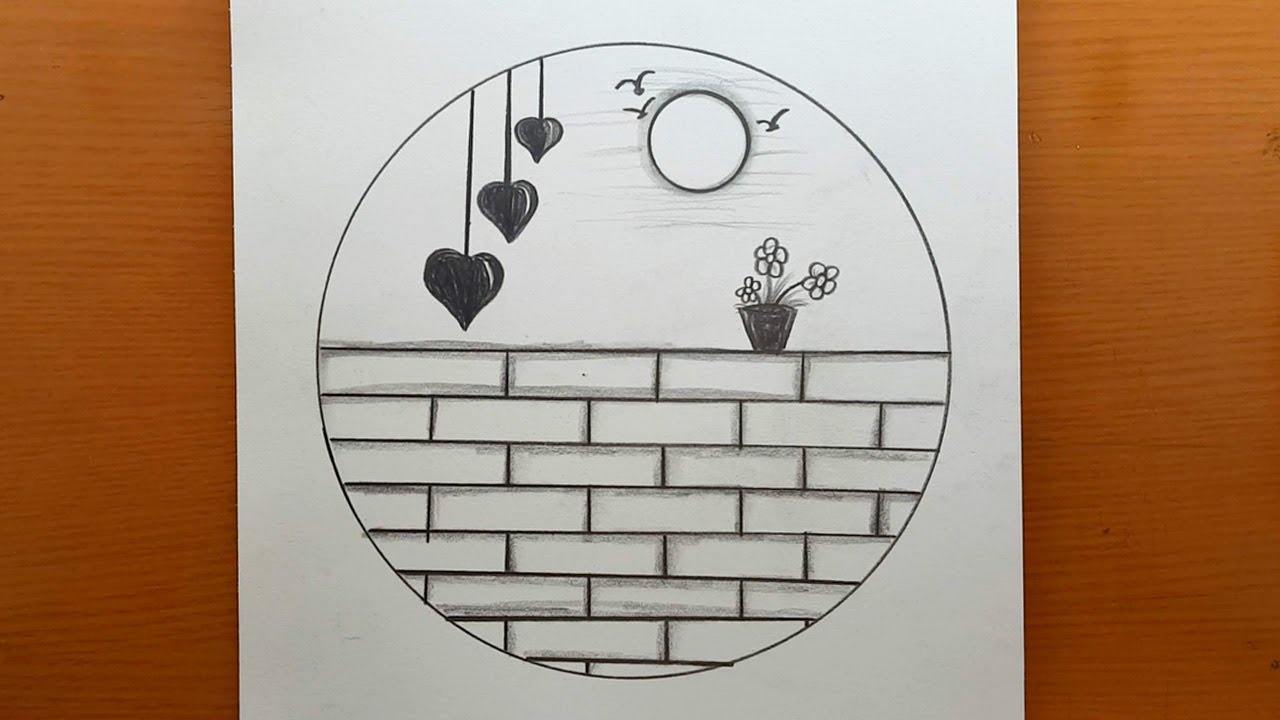 Desenho de cenário circular fácil || Desenho de círculo para iniciantes || Idéias de desenho fáceis