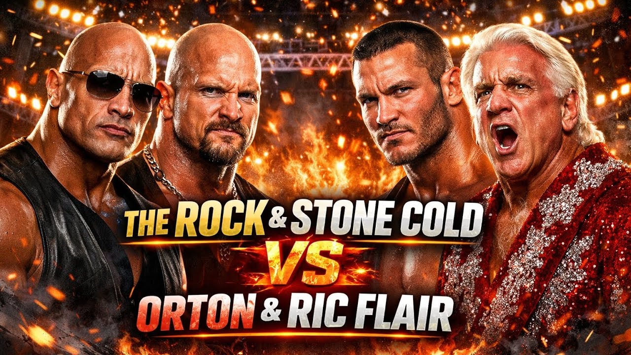 The Rock & Stone Cold vs Randy Orton & Ric Flair | WWE Dream Tag Team Match 🔥 #wrestlinggames #wwe 