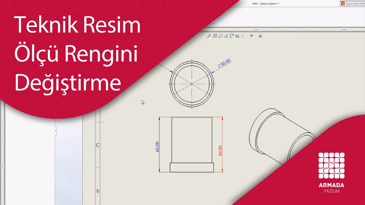 SOLIDWORKS Teknik Resimde Ölçü Rengini Değiştirme