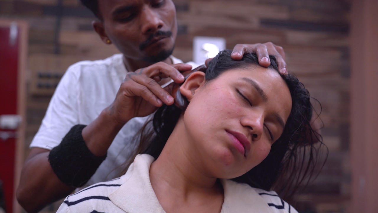 Master Cracker Shampoo Hair wash and Head Massage ASMR | Indian Massage