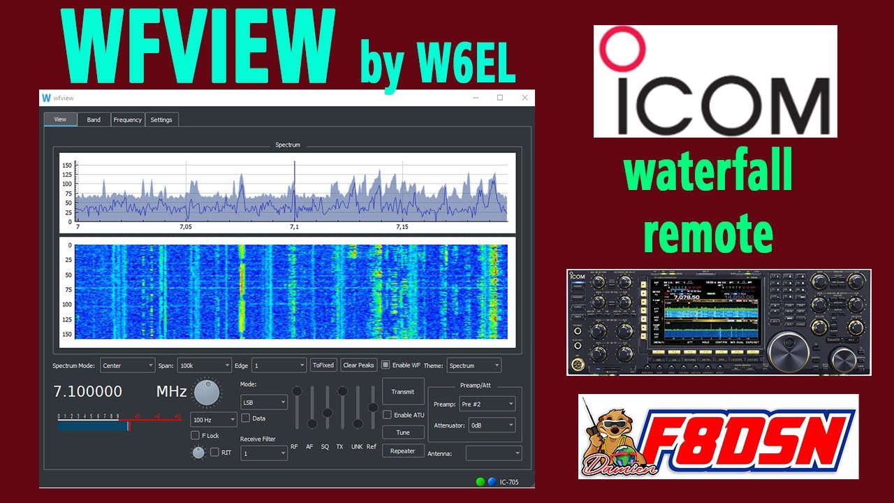 WFVIEW logiciel waterfall remote pour ICOM IC-705 IC-7300 IC-7610 IC-R8600 IC-7850 IC-9700 