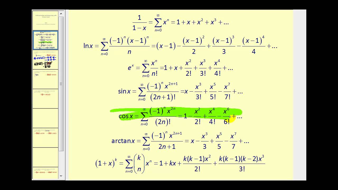 Differentiation and Integration Using Power Series