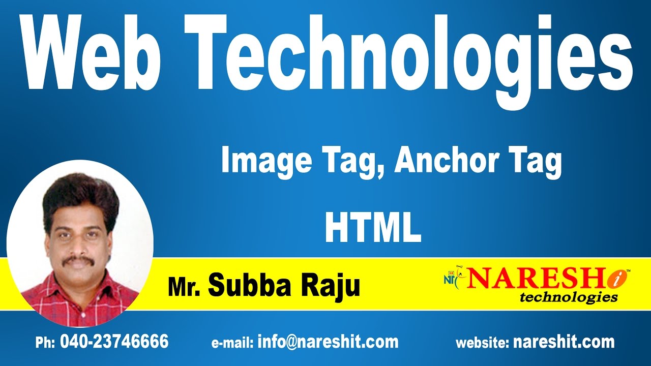 Html Image Tag, Anchor Tag | Web Technologies Tutorial | Mr.Subbaraju