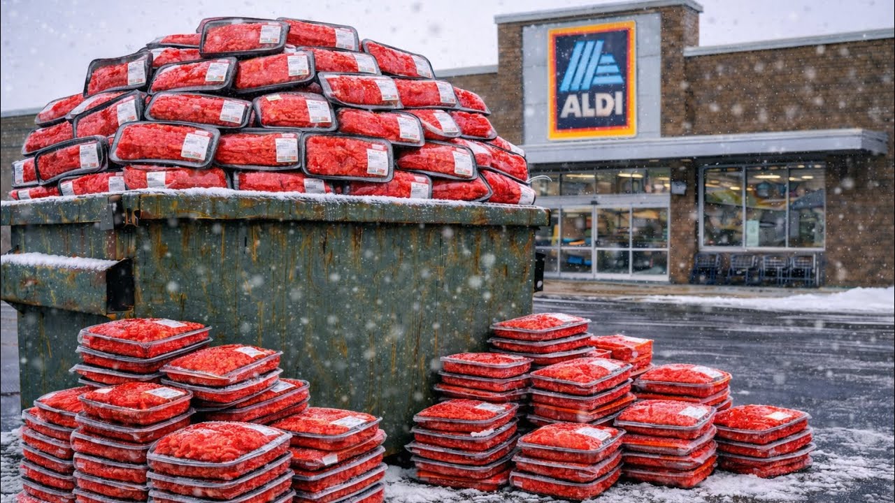Поиск полезных ископаемых в мусорных контейнерах в магазине Aldi № 314