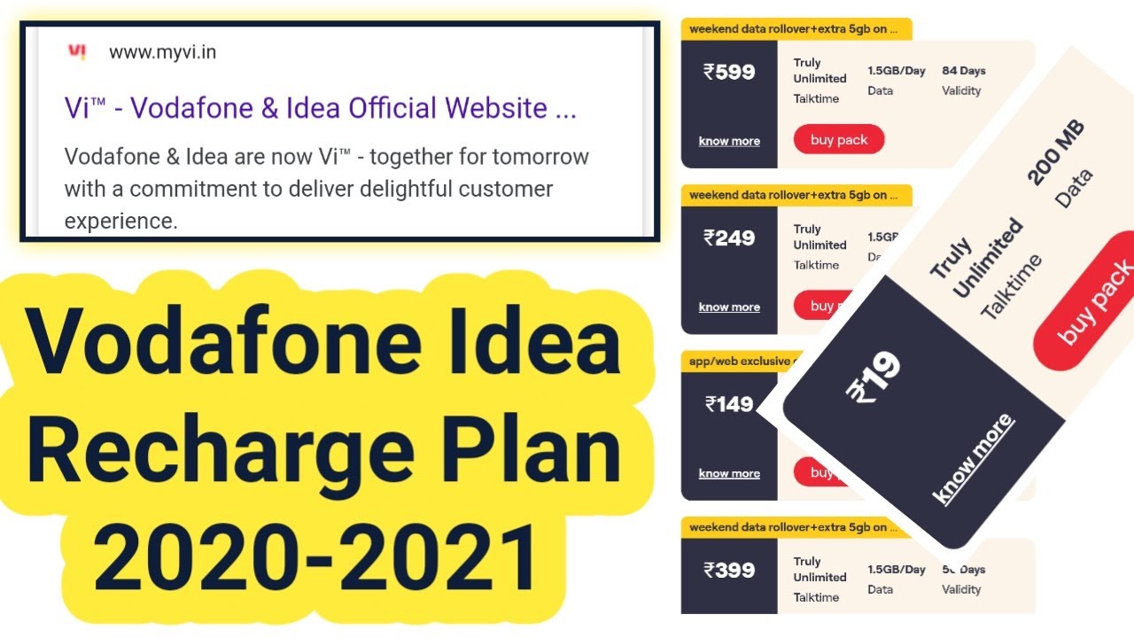 Vodafone Idea recharge plan 2020-2021/ Myvi Recharge plan 2020 |||||| Tricks in hindi&radic; |||||||||||||