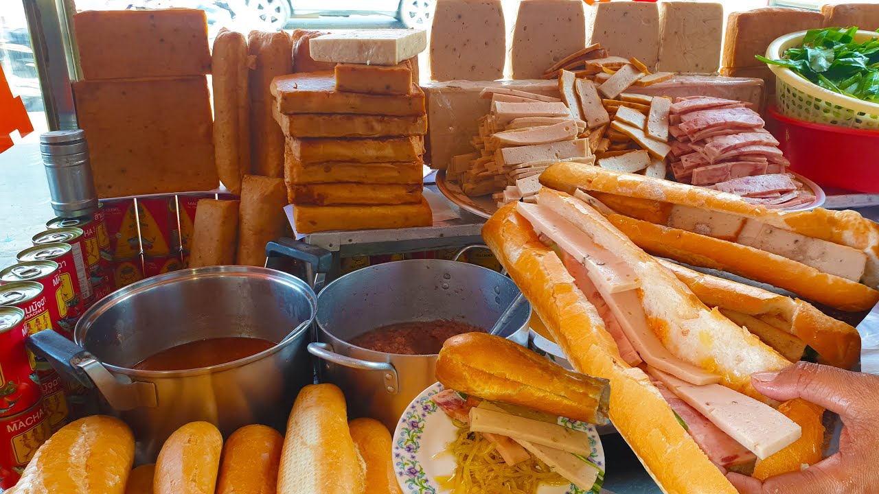 Cambodian Sandwich For Breakfast - One cost $2 - Chhbar Ampov Street Food