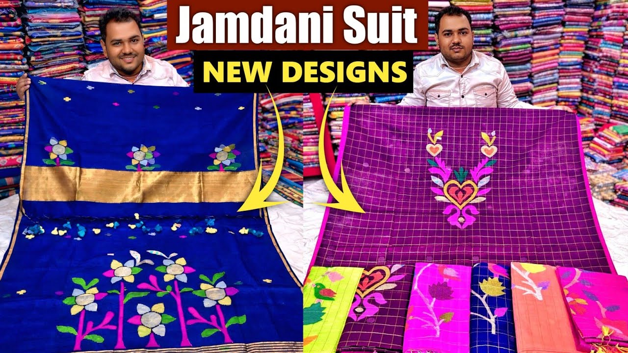 Unstitched Jamdani Suit Manufacturer // Jamdani Work Dress Material - 100% Pure Cotton & Linen Suits