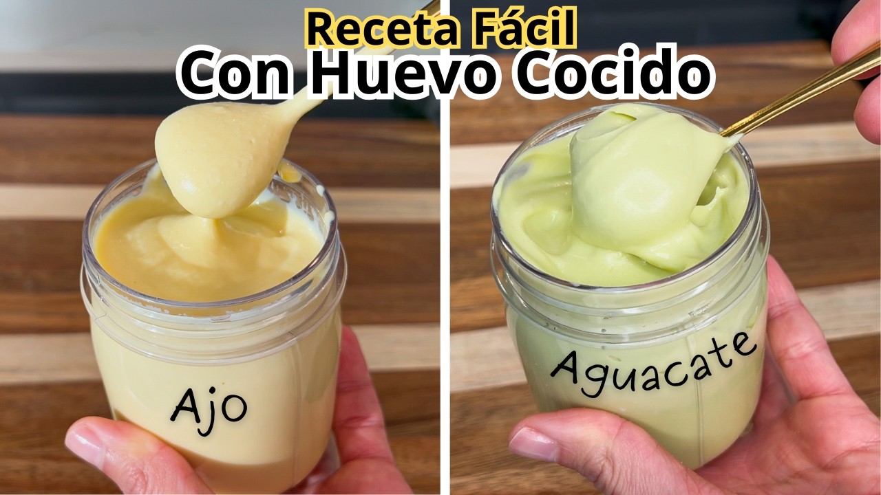 Mayonesa Saludable con Huevo Cocido!! te atreves a probarlas? De Ajo y Aguacate 🥑 🧄🤩