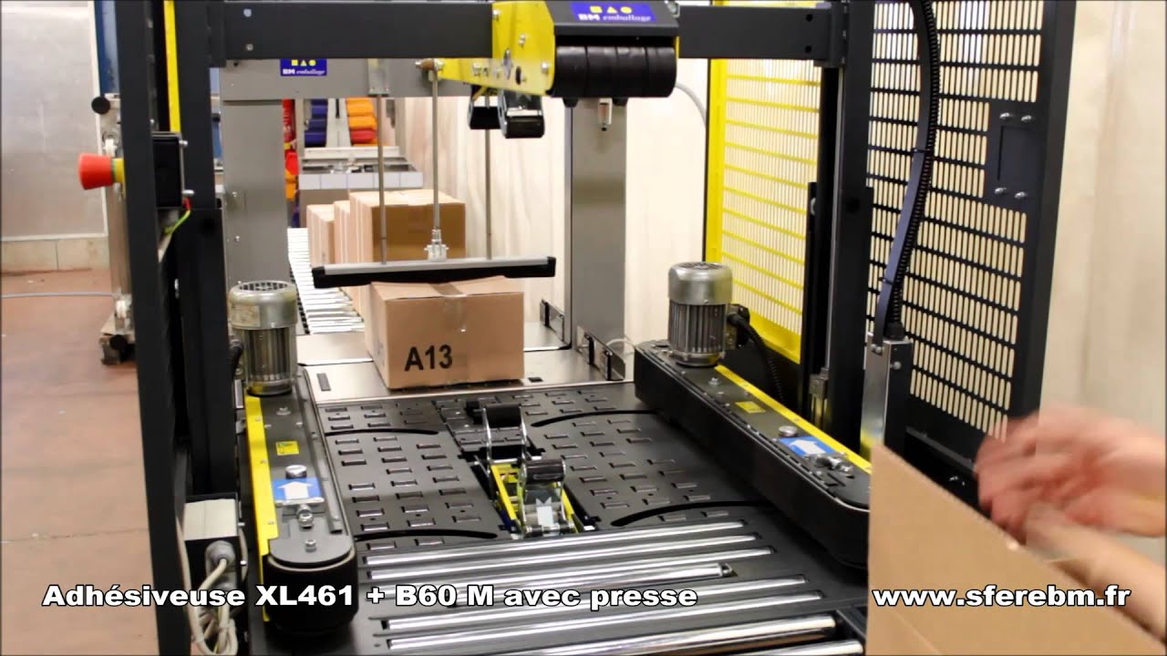 SFERE BM Emballage - Cercleuse full automatique B60M et adhésiveuse semi-automatique XL461