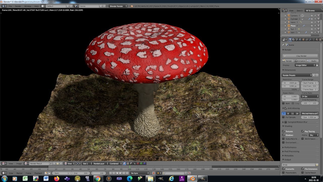 Blender 3D modeling tutorial: mushroom