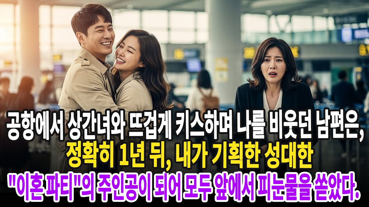 공항에서 상간녀와 뜨겁게 키스하며 나를 비웃던 남편은, 정확히 1년 뒤, 내가 기획한 성대한 '이혼 파티'의 주인공이 되어 모두 앞에서 피눈물을 쏟았다.