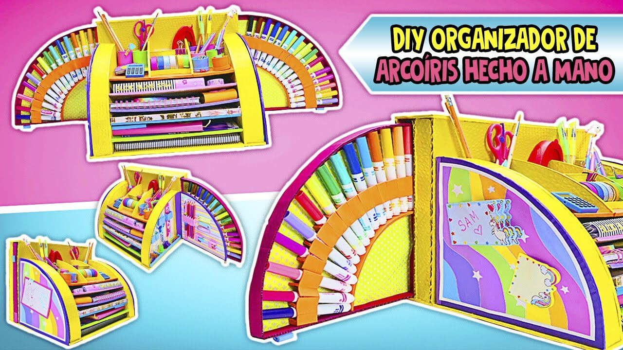 Organizador arco&iacute;ris de bricolaje con mecanismo hecho de cart&oacute;n | &iexcl;MANUALIDADES DIVERTIDAS!