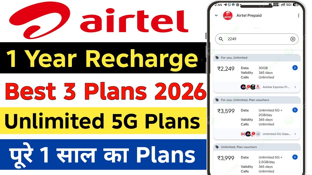 Airtel 1 year recharge plan 2026 | Airtel 5g unlimited data 1 year plan | Airtel Sim 1 year recharge