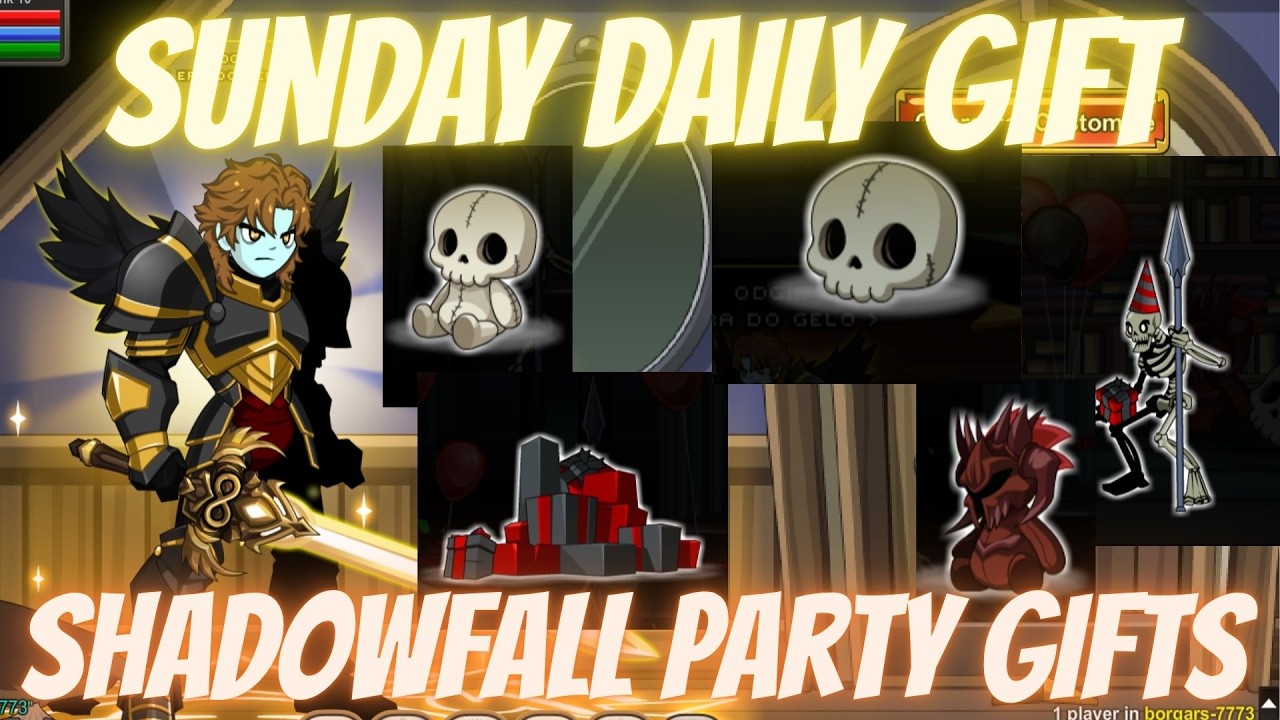 AQW | Sunday Daily Gift 🎁 ShadowFall Party Gifts 🎁 🎊🎆 🦴🎈🚀/Join  Fortressparty