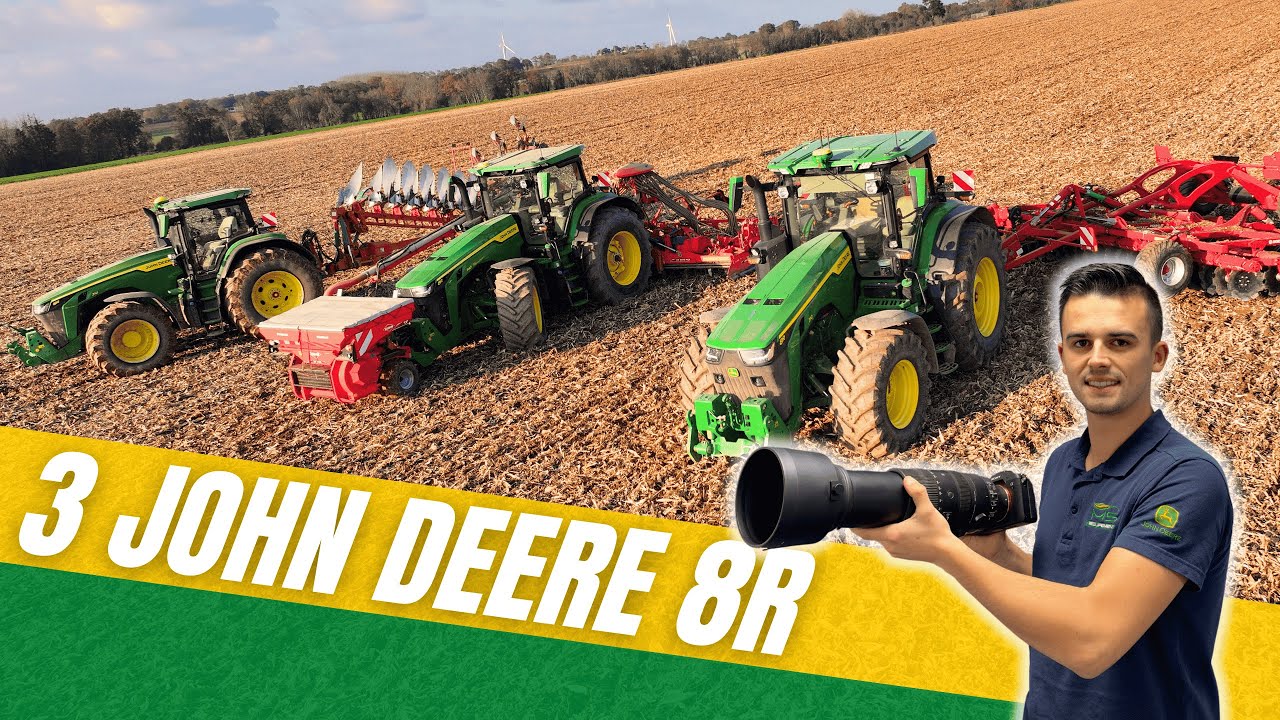 ‼️XXL Semis de Blé 2024 🌾 | 3 Tracteurs JOHN DEERE  8R en Action 🚜💨 #msequipement #johndeere