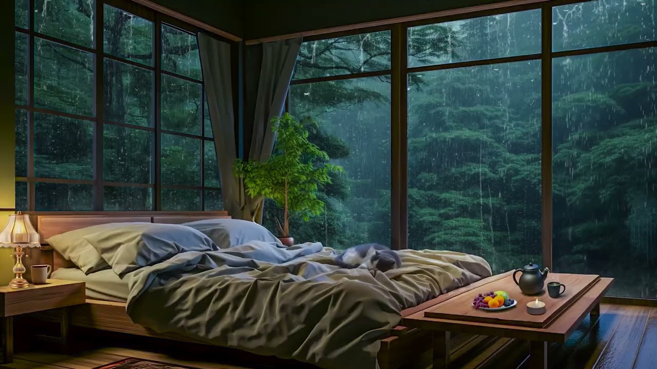 Gentle Night Piano for Stress & Sleep | Rain Ambience | Noctivian