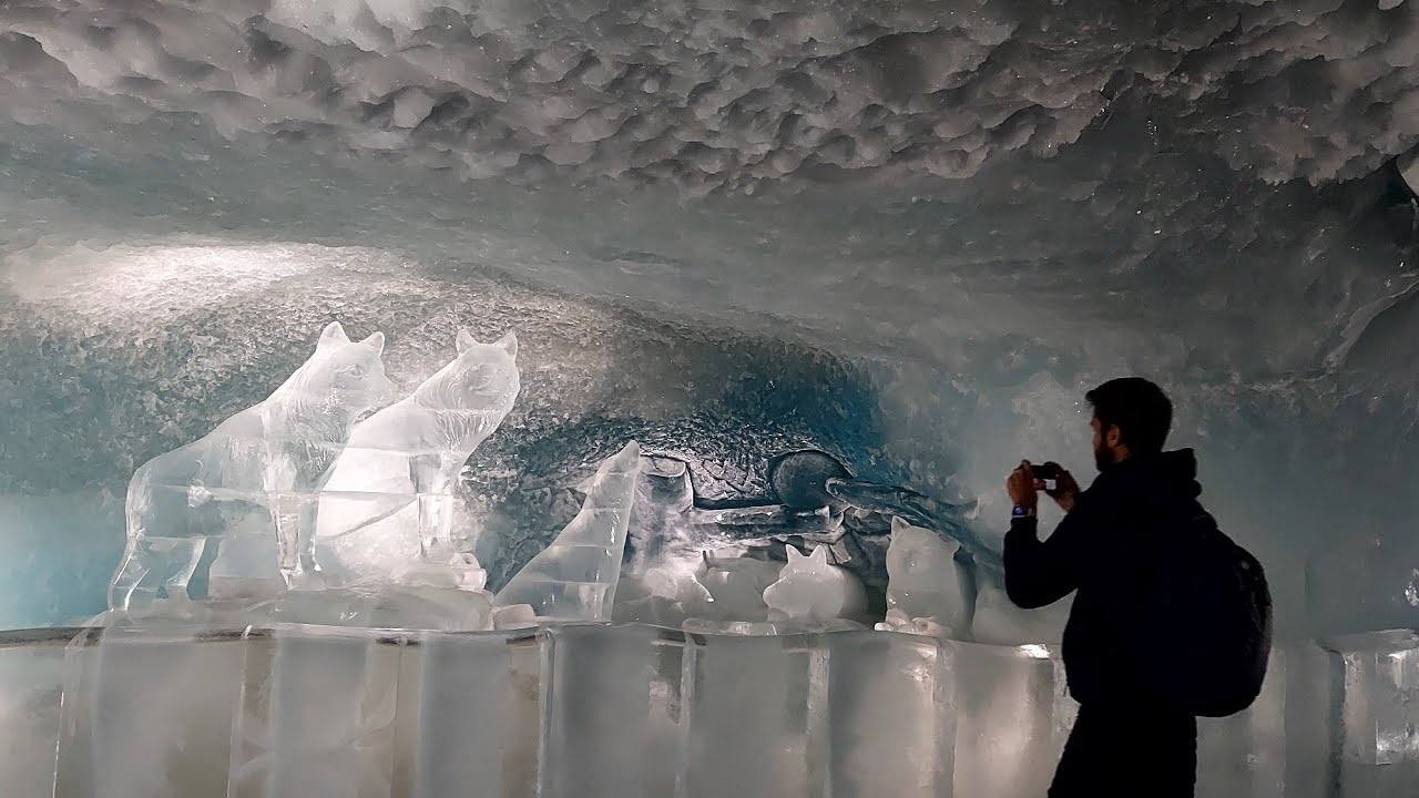 Ice Cave Under The Mettarhorm Glesier paradise Zermatt Switzerland 