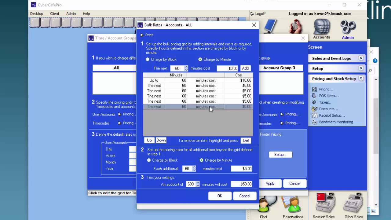Pricing Setup in CyberCafePro