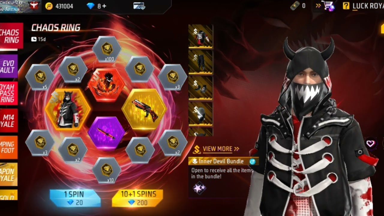 CHAOS RING EVENT FREE FIRE | INNER DEVIL BUNDLE FREE FIRE | FREE FIRE NEW EVENT | FF NEW EVENT ||