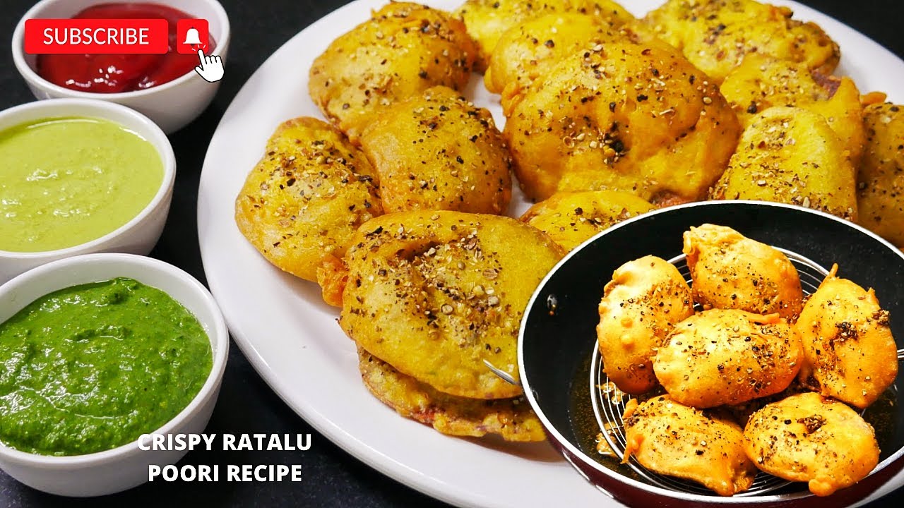 Gujarati Famous Ratalu Bhajiya Poori | Surti Ratalu Puri | Purple Yam Pakora |लग्न सुरती रतालू पूरी