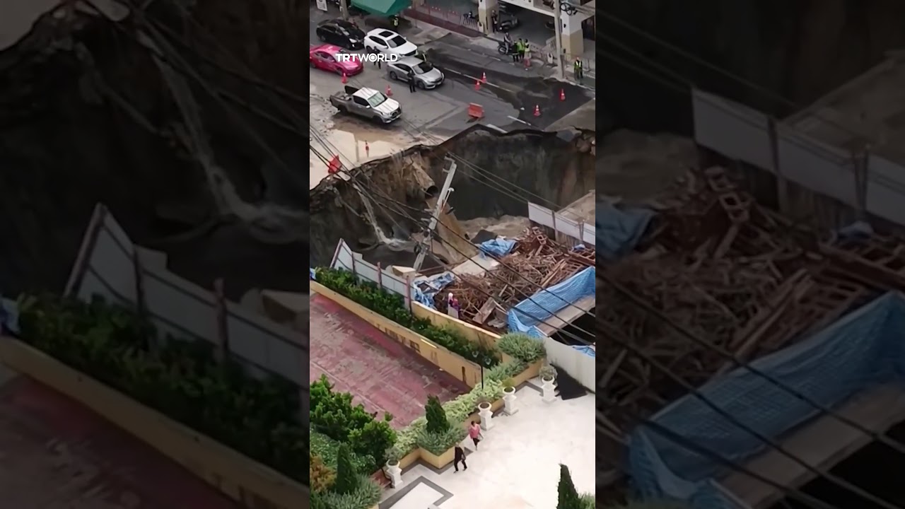 Subway construction causes massive road collapse in Bangkok