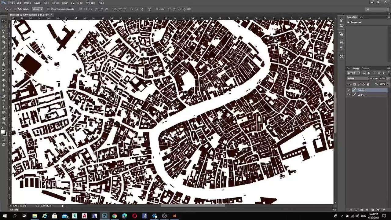 From Google map to black plan (create black plan)