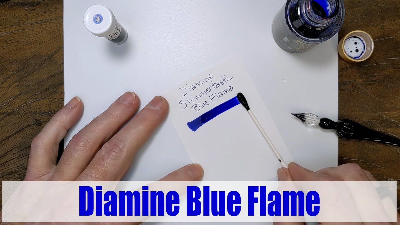 Diamine Shimmertastic Blue Flame writing sample