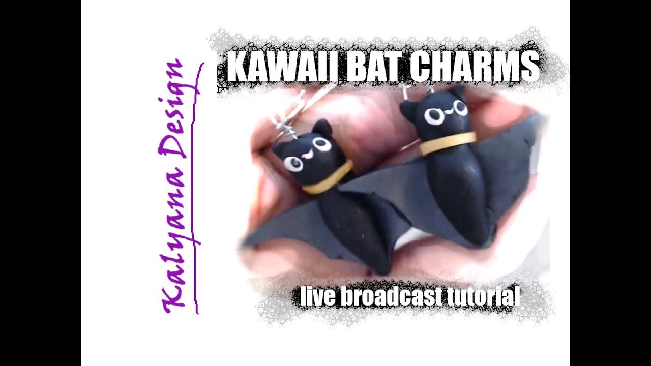 Kawaii bat charms/ear rings - live 