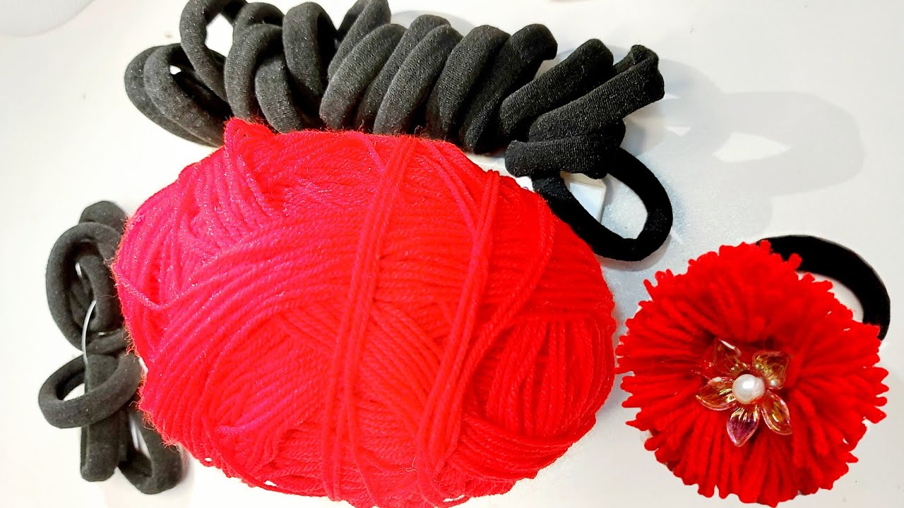 DIY Wool Flower Hair Tie Using a Fork | Easy Pom Pom Hair Accessory Tutorial