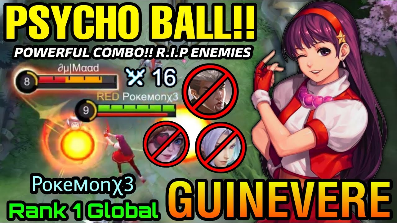 Taste my Psycho Ball!! Solo EXP Lane Guinevere 16 Kills!- Top 1 Global Guinevere by Poĸeмonχ3 - MLBB