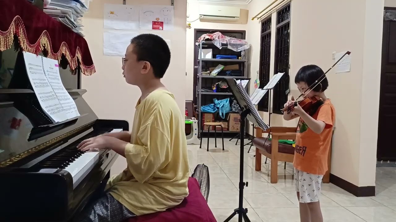 Long-Long Ago 2 - Mikhaila Exercises Violin and Jojo Exercises Piano Accompaniment
