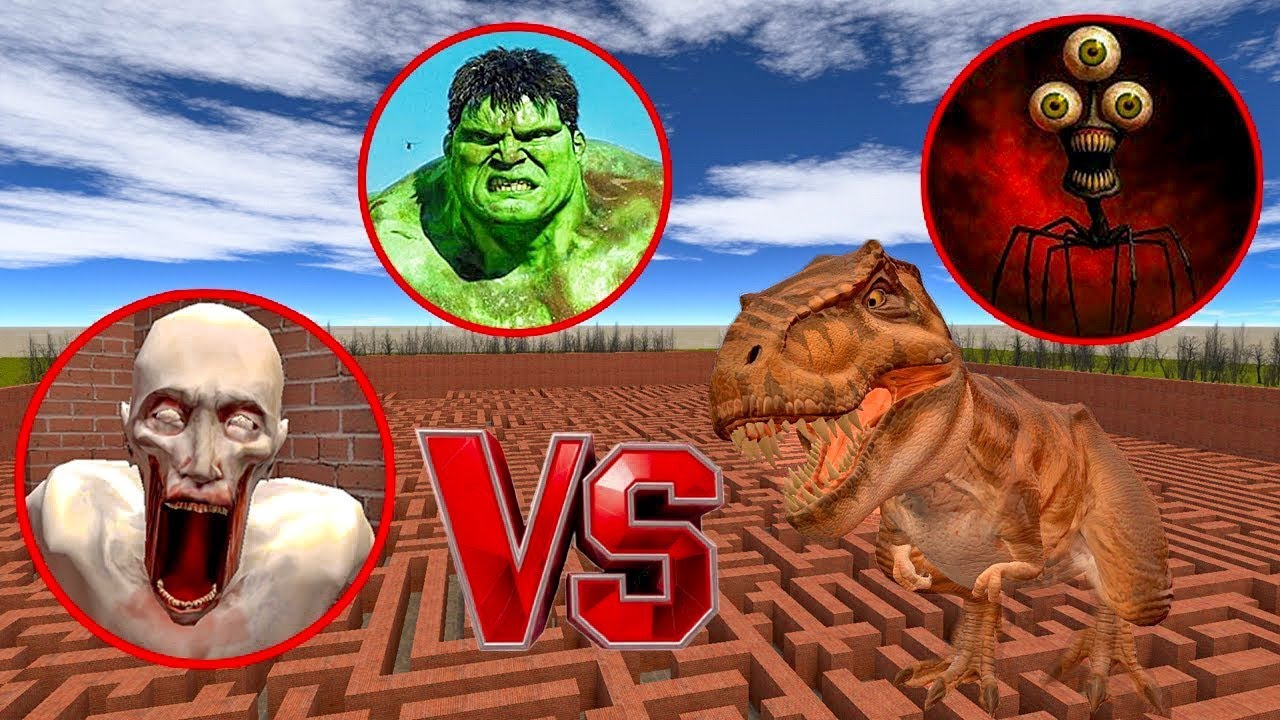 SCP 096 vs House Head vs Dinosaurs &ndash; GMod Monster Battle?