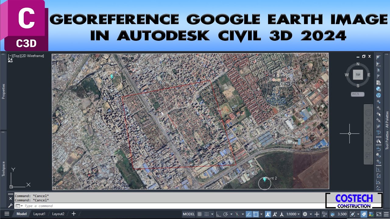 Геопривязка изображений Google Earth в Autodesk Civil 3D 2024