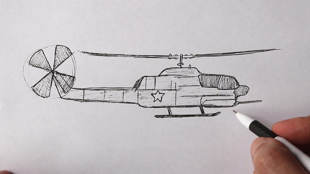 Как нарисовать Военный Вертолёт легко