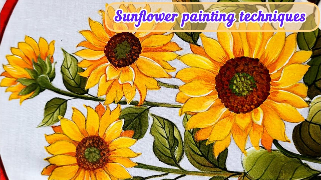 Sunflower painting on cloth |Sunflower painting tutorial by Lily artist fabric Works