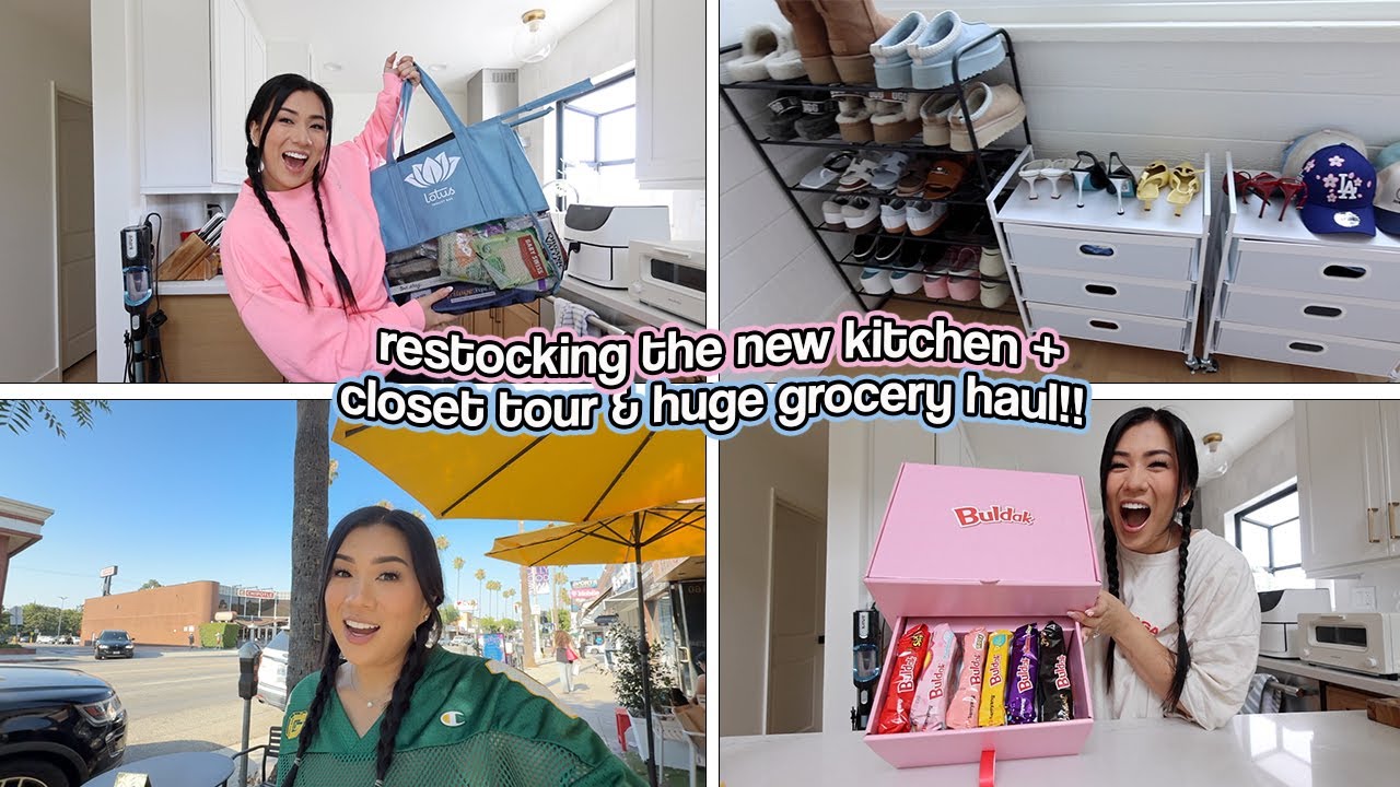 RESTOCKING THE NEW KITCHEN + Closet Tour & Huge Grocery Haul!!