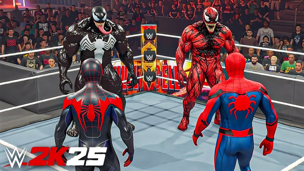 Venom & Carnage Vs Spider-Man & Miles Morales | Tag Team Match - WWE 2K25