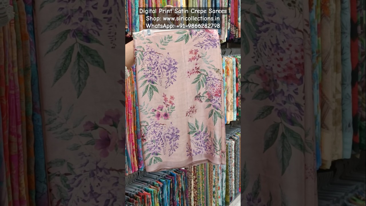 Beautiful Digital Print Satin Crepe Sarees 