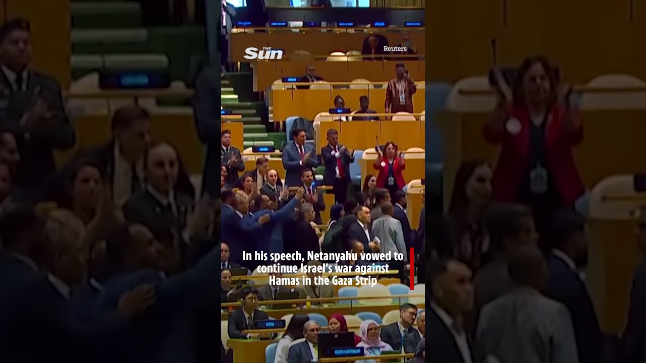 Humiliating moment UN delegates WALK OUT during Netanyahu speech
