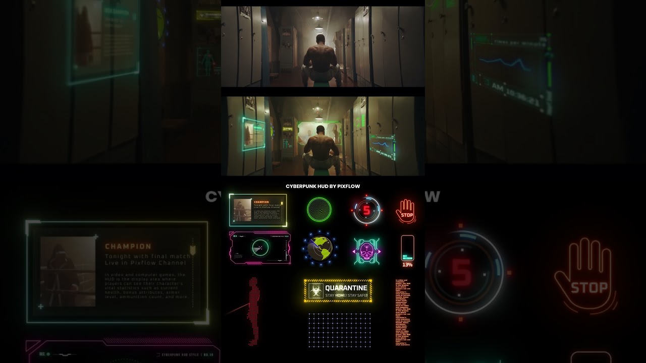 HUD Templates - VFX Brakedown #futuristic #cyberpunk #vfx #vfxshorts #beforeandafter