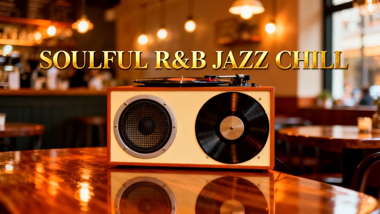 Warm November Night Study with RnB Jazz | Smooth Rainy Golden Café Ambience