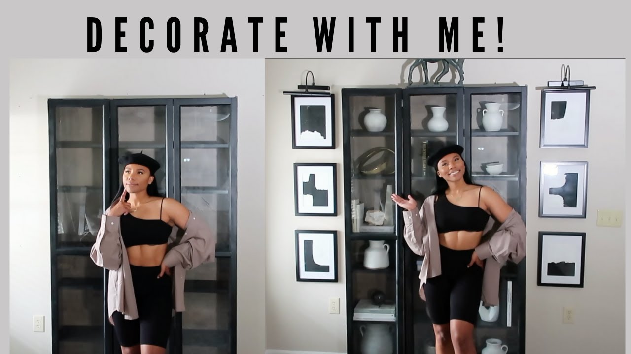 DECORATE WITH ME | DIY PAINTINGS + DRESSING UP MY CUSTOMIZED IKEA BILLY BOOKCASE