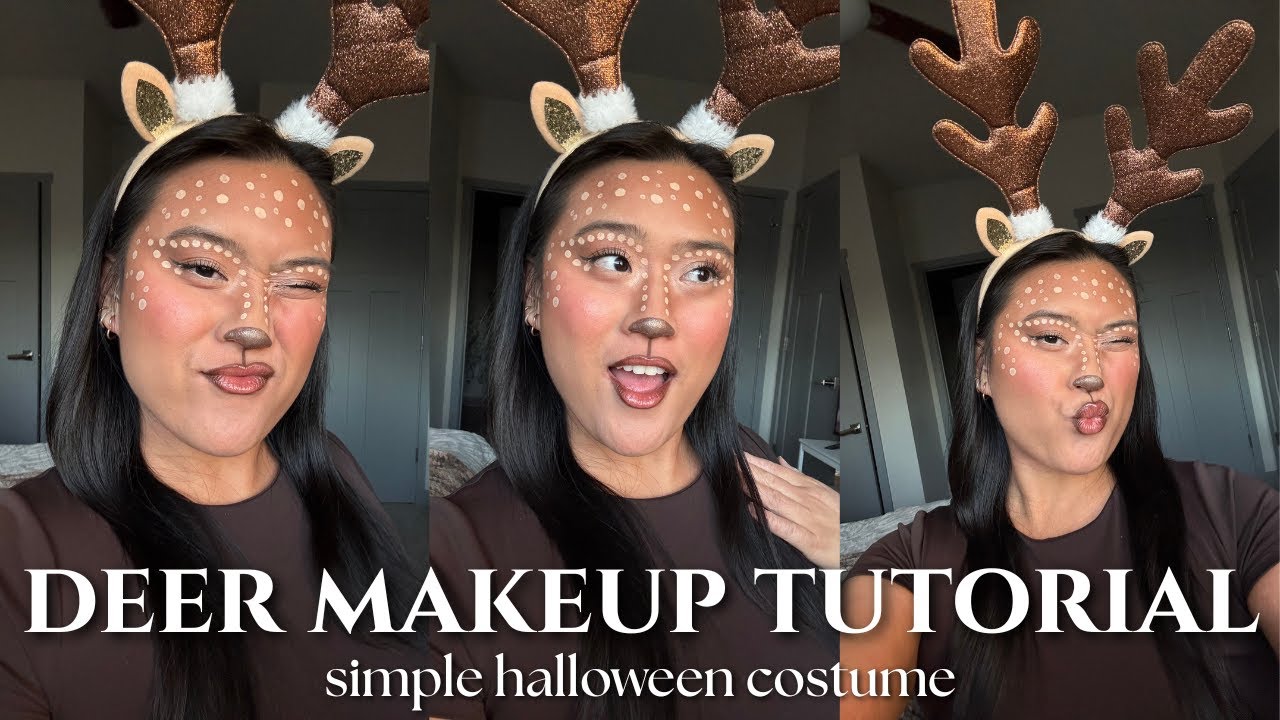 DEER MAKEUP TUTORIAL || Simple Halloween costume tutorial, Bambi and deer look for Halloween