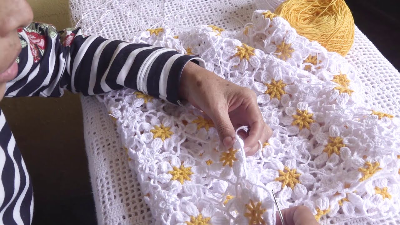 Blusa de flores margarita fashion en Crochet- Tutorial PARTE 2