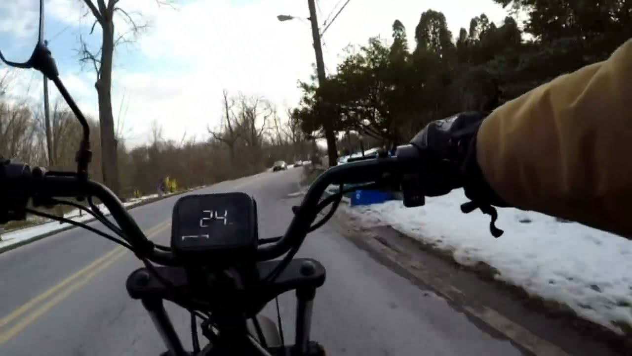80V Greenworks mini bike icy trail to street
