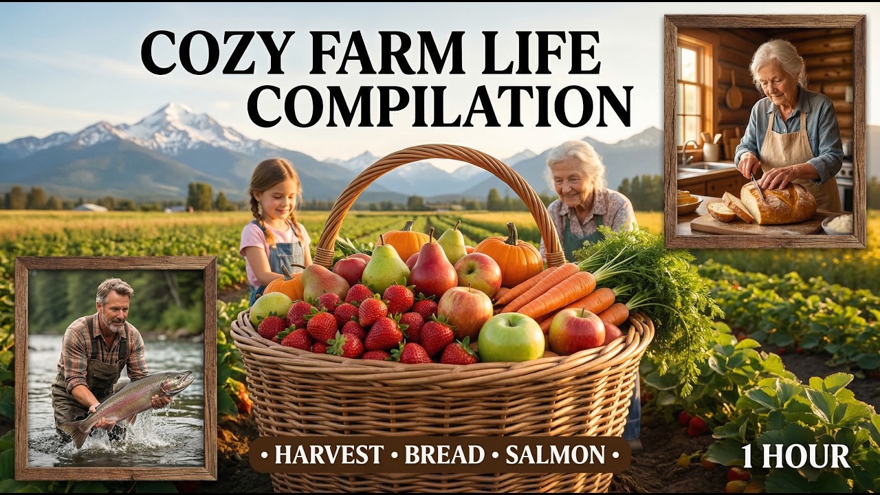 Cozy Farm Life Compilation: Bountiful Harvest, Baking Bread & Catching Fresh Salmon