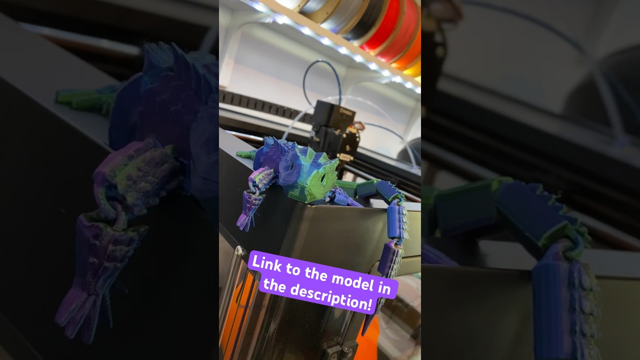 Трёхцветный шарнирный 3D-принт с изображением ящерицы! 🦎 