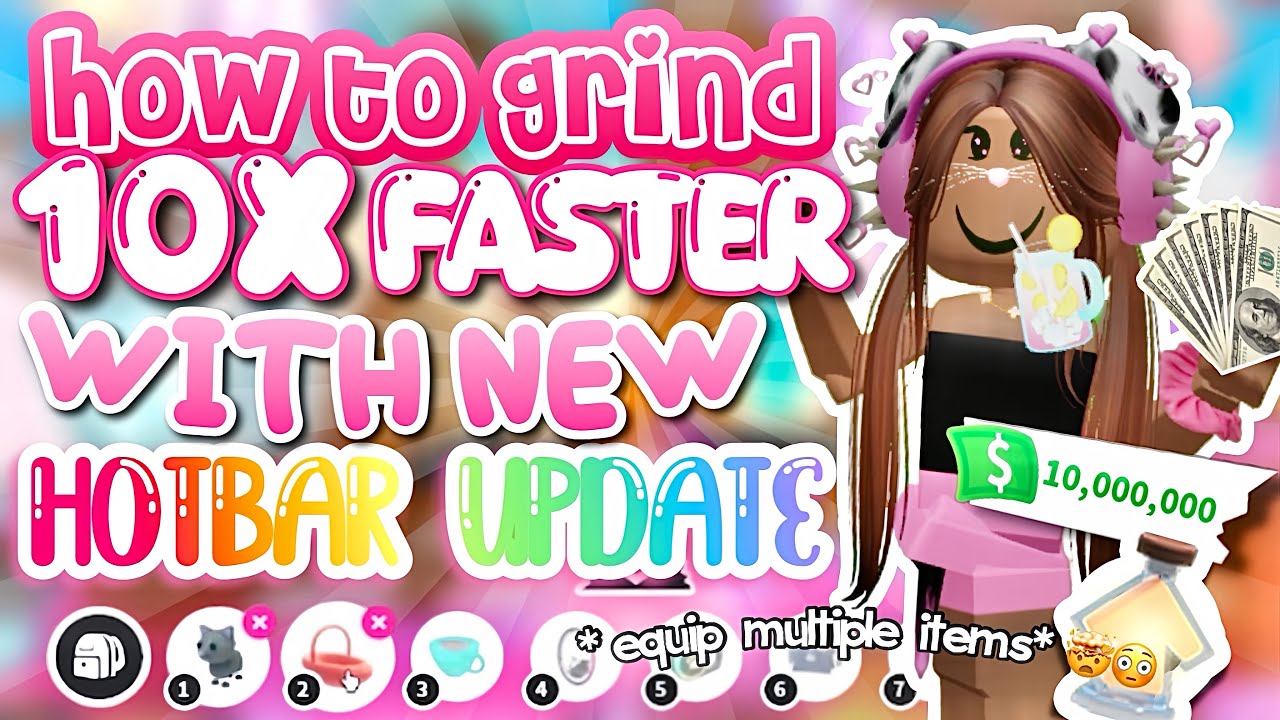 HOW TO GRIND 10x FASTER IN ADOPT ME WITH NEW HOTBAR UPDATE🤑🐳⏳💓