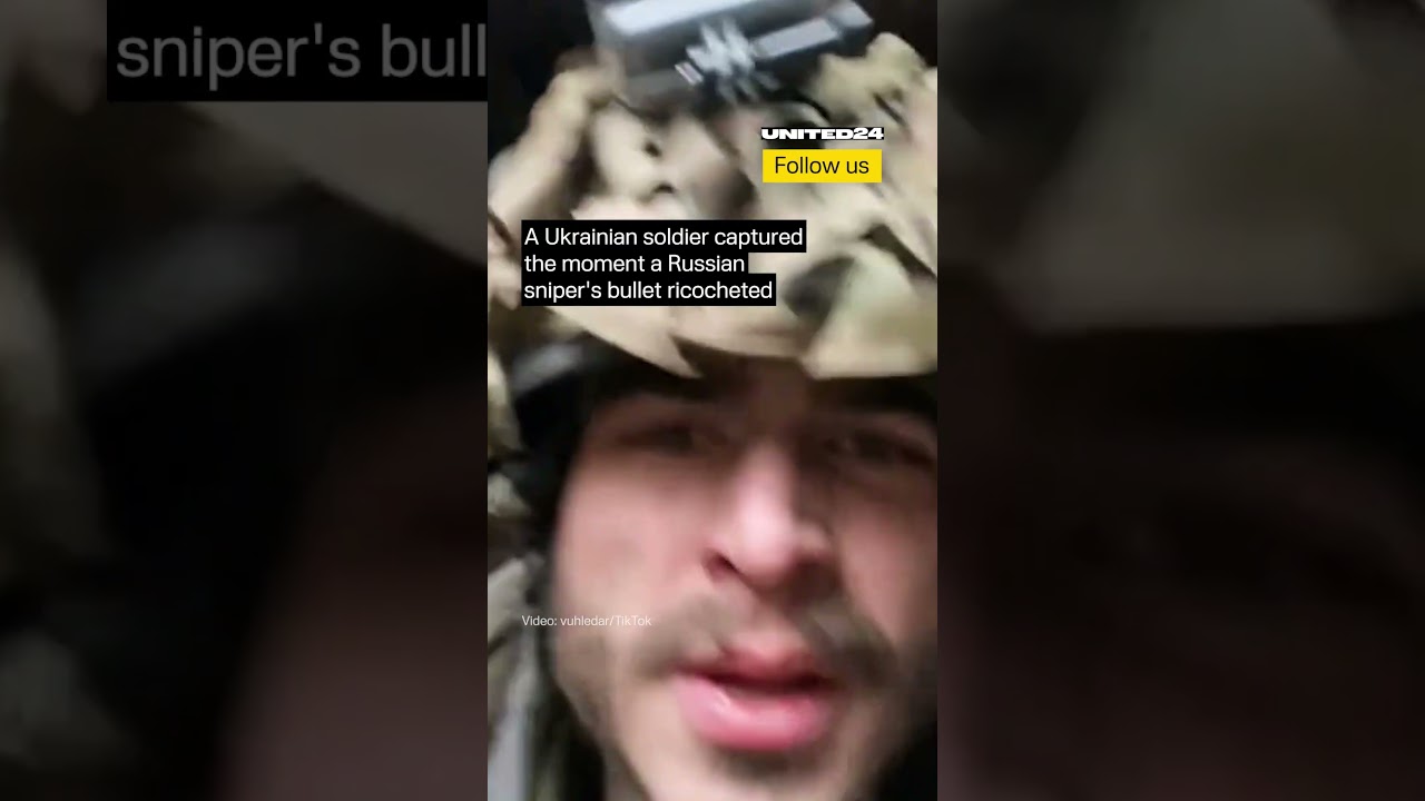 Ukrainian Soldier Captured the Moment of a Russian Sniper's Bullet Ricocheted #warinukraine